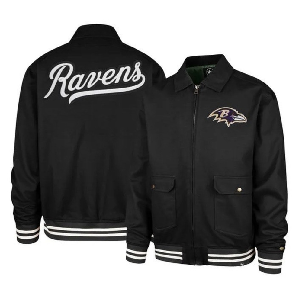 '47 Brand Men's‎ Large Baltimore Ravens NFL Homestead Full-Zip Jacket Black NEW